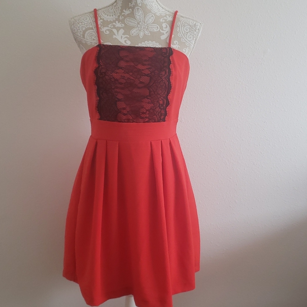 NWOT Monteau Red Fit & Flare Dress L